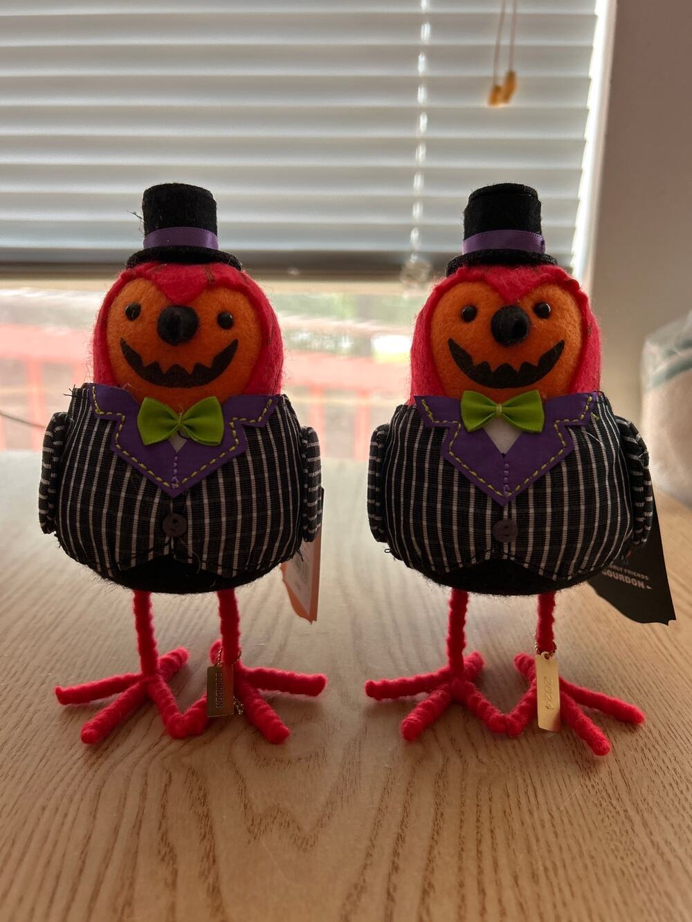 New bundle of 2 Halloween👻Hyde & Eek feathery friends🎃Face Gourdon Birds decor